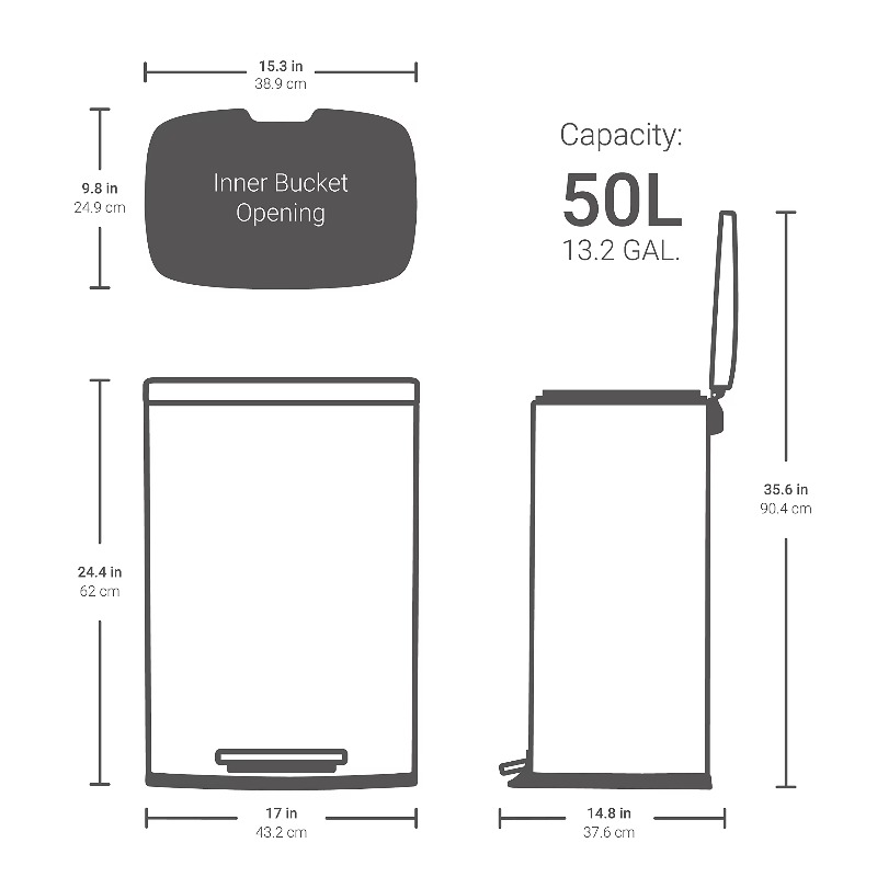 Fingerprint-resistant soft-lid - Commercial Kitchen Bin ulasan dan harga